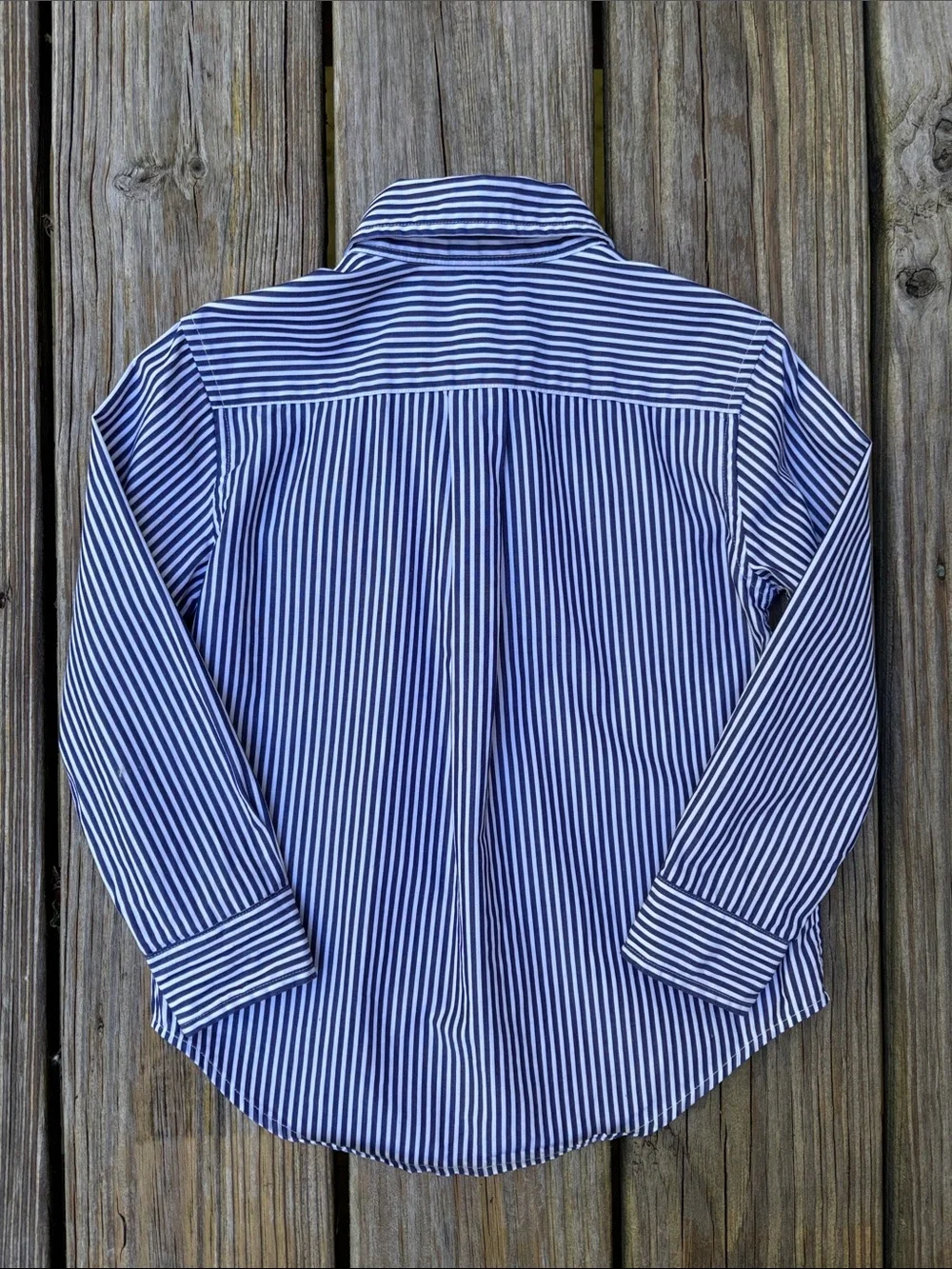 RALPH LAUREN | Navy Striped Cotton Classic Preppy Pony Dress Shirt | Size 4/4T